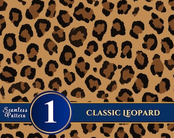 Classic Leopard Print Seamless Pattern Digital Paper (Brown Black)