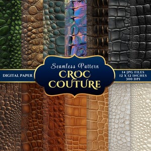 Exotic Crocodile Skin Digital Paper: Seamless Reptile Texture, 12x12 JPGs