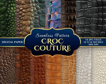 Exotic Crocodile Skin Digital Paper: Seamless Reptile Texture, 12x12 JPGs