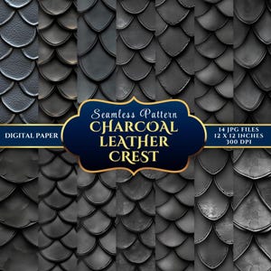 Dragon Scales Seamless Digital Paper: Black Leather Texture (14 JPGs 12x12 300DPI)
