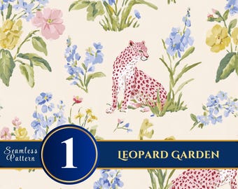 Luipaardtuin | Naadloze digitale papierset met bloemen voor knutselen en scrapbooking – 12 x 12 300 dpi