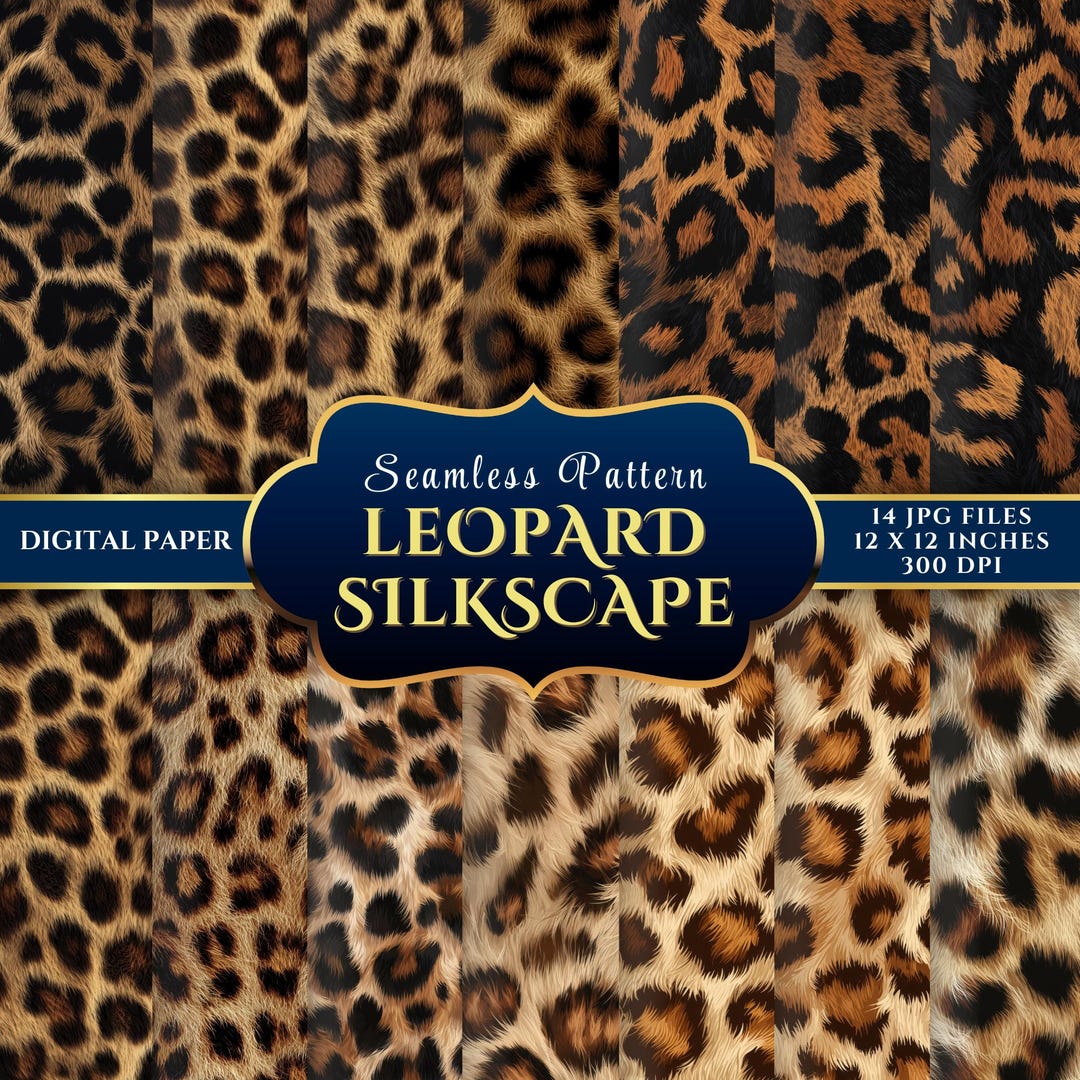 Leopard Print Digital Paper Set: Seamless Fashion & Crafts (12x12 ...
