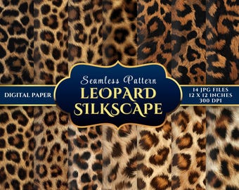 Leopard Print Digital Paper Set: Seamless Fashion & Crafts (12x12, 300DPI, 14 JPGs)