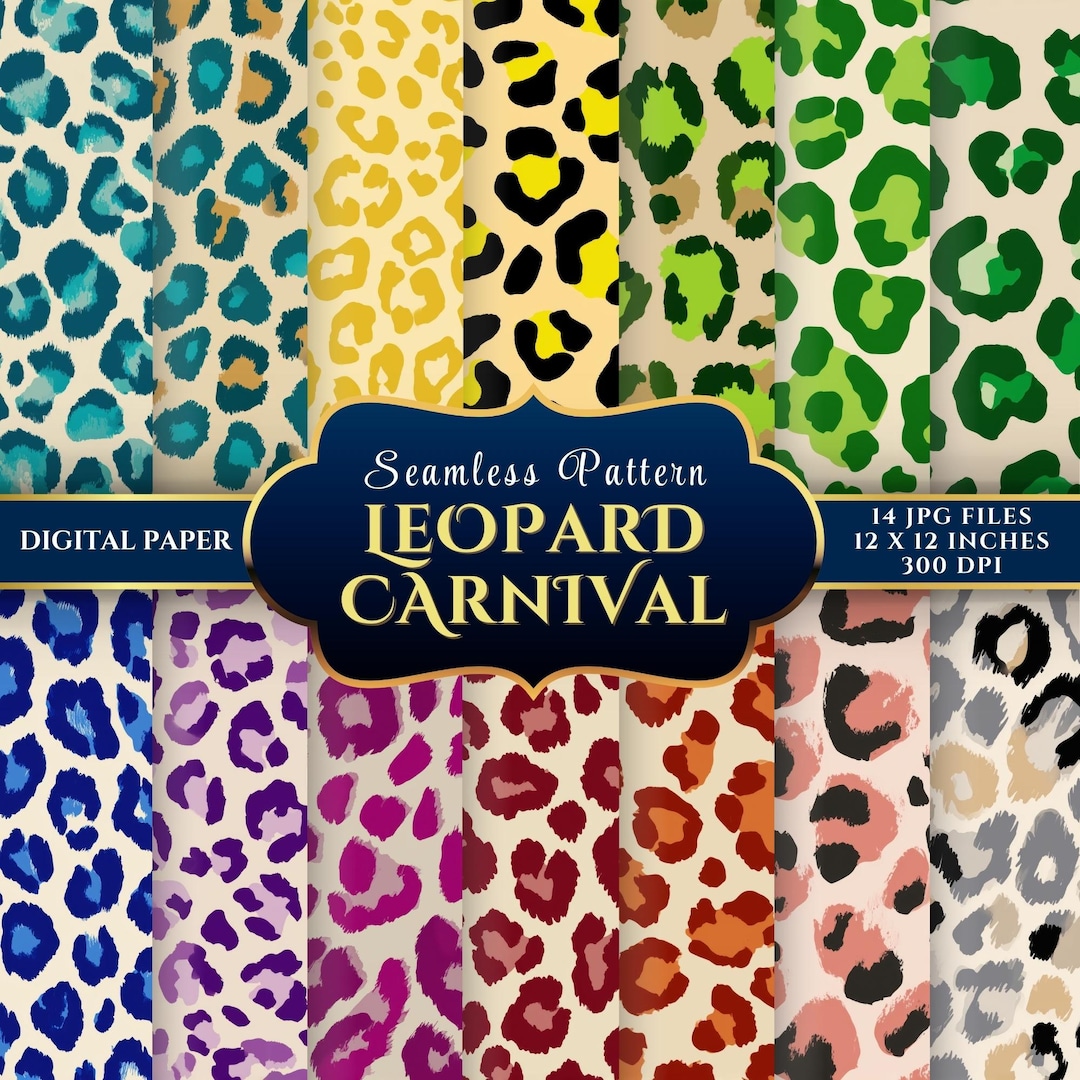 Leopard Carnival | Colorful Leopard Print Seamless Digital Paper Set ...