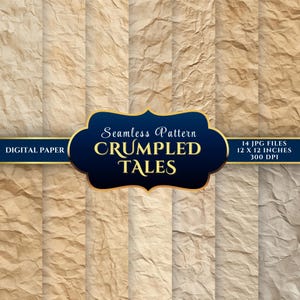 Vintage Parchment Digital Paper: Crumpled Texture, Scrapbooking (14 JPGs 12x12 300DPI)