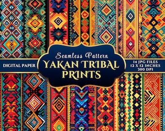Yakan Tribal Digital Paper Set: Filipino Geometric Print, Scrapbook Crafts (14 JPGs 12x12 300DPI)