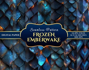 Dragon Scales Digital Paper: Ice & Fire Fantasy Texture (14 JPGs 12x12 300DPI)