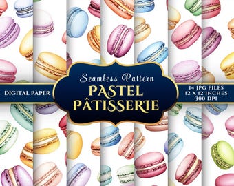 Ensemble de papier numérique transparent macaron pour créations artisanales - 14 JPG 12 x 12 300 ppp