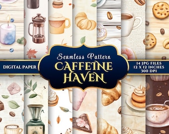 Cozy Cafe Collection: Coffee and Sweets Seamless Digital Paper Pack for Crafters