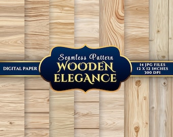 Wood Grain Seamless Digital Paper Set: Rustic Scrapbook Backgrounds (12x12 JPGs, 300DPI)