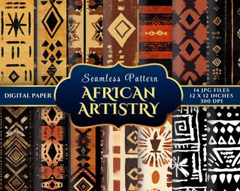 African Artistry Seamless Digital Paper for Scrapbooking, Printable Paper