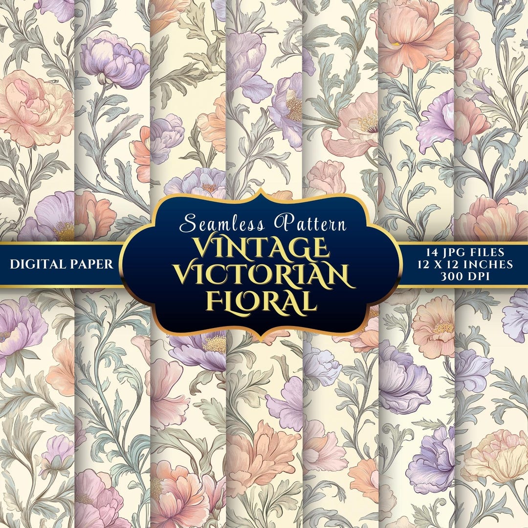 Vintage Victorian Floral Seamless Digital Paper Set: Ideal for Creative ...