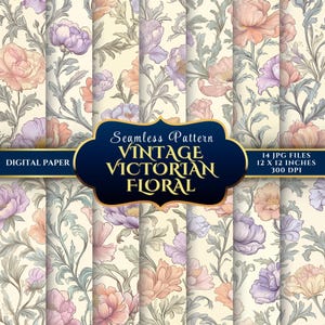 Vintage Victorian Floral Seamless Digital Paper Set: Ideal for Creative Projects
