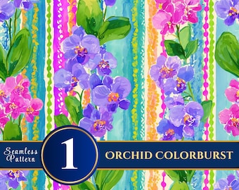 Orchid Colorburst | Colorful Orchid Seamless Digital Paper for Scrapbooking & Crafts – SOLO ART 12x12 300DPI