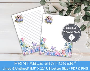 Papelaria Casinha de Pássaros Hortênsia | Papel de Carta Primavera (PDF e PNG)