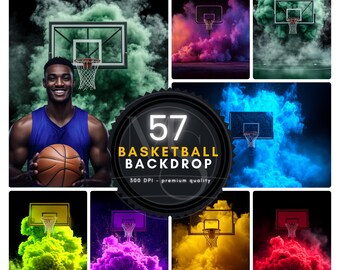 Cenários fotográficos de quadras de basquete, pôsteres esportivos, retratos de formandos (download digital)