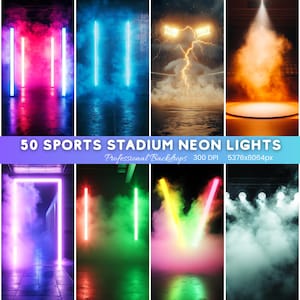 50 nakładek świetlnych Friday Night, nakładek świetlnych na stadiony, cyfrowych tła sportowych, tła sportowych z mgłą i kolorowym dymem, Studio