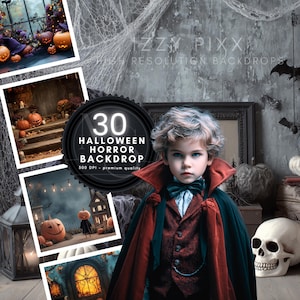 30 Halloween Backdrop Digital, Bundle Halloween Horror Background, Photography Composite, Pumpkin Backdrop Set, Halloween Background Pumpkin