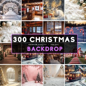 300 Christmas Festive Backdrop, Digital Backdrop, Santa Christmas Backdrop For Kids Family, Festive Digital Download Christmas Background
