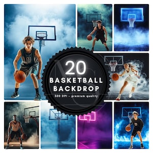 20 cyfrowych tła do koszykówki do fotografii sportowej, tło do koszykówki do baneru koszykarskiego, sporty szkolne, - zdjęcie portretowe dla absolwentów