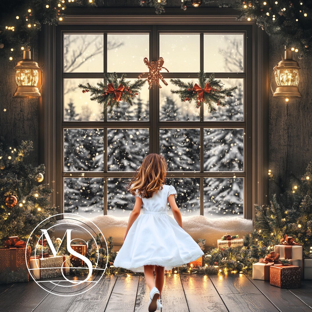Rustic Christmas Star Digital Backdrop, Festive Children Composite (JPG ...