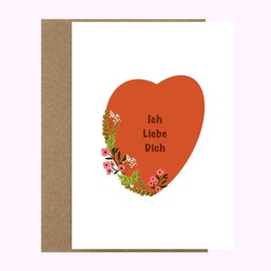 DO DRUKU Karta Walentynkowa, Serce Walentynkowe, Natychmiastowa Karta Do Pobrania, Kocham Cię po Niemiecku Karta, Karta I Liebe Dich, Karta Rocznicy Ślubu
