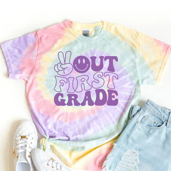 Peace Out First Grade, Peace Out 1st Grade, Last Day of School Shirt, Teacher Shirt, Tie Dye Shirt