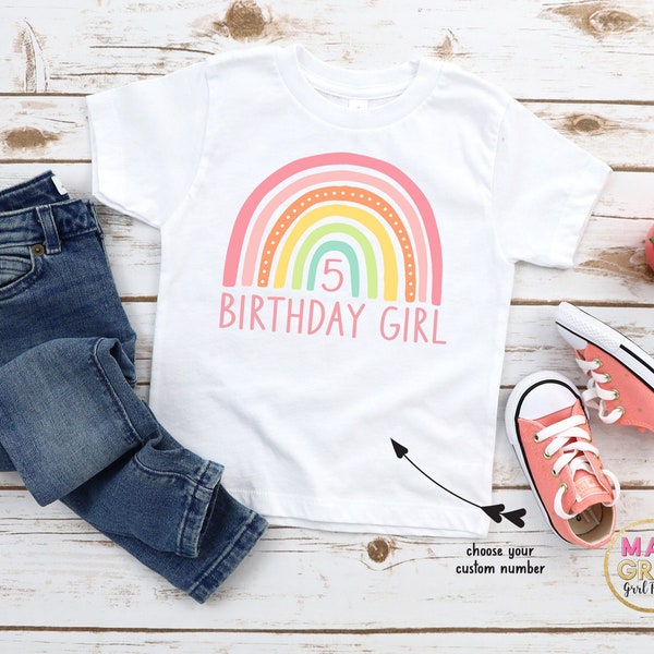 Personalized Rainbow Girls Shirt, Girls Rainbow Birthday Shirt, Rainbow Boho Party, Personalized Rainbow Birthday Shirt