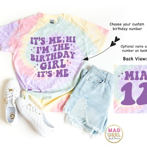 Birthday Girl Shirt, It's Me Hi I'm the Birthday Girl It's Me Shirt, Rainbow Tie Dye Shirt, Personalized shirt for kids, 12th Birthday Shirt