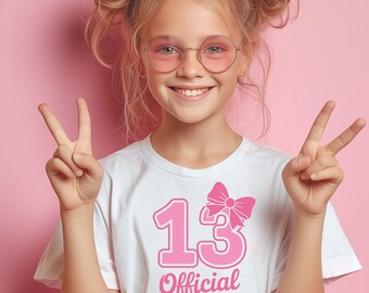 Official Teenager Shirt: 13th Birthday Girl, Coquette Bow Shirt, Coquette Birthday