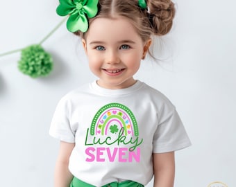 St Patrick's Day Shirt, 7th Birthday Shirt Girl, St Patricks Day Birthday Shirt, St Patrick's Day Rainbow, Lucky Seven
