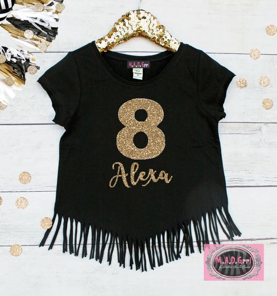Girls 8th Birthday Shirt, Girls Birthday Shirt, Eight Shirt, Birthday Girl Shirt, Girls Personalized Shirt, Boho Fringe Shirt Il_570xn