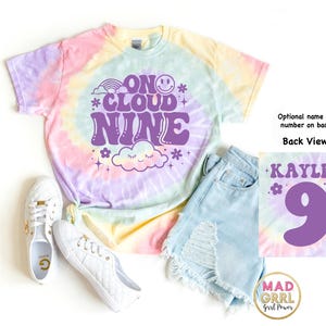 On Cloud 9 Birthday Shirt, 9th Birthday Shirt Girl, Pastel Tie Dye Shirt, Tie Dye Birthday, Personalized Birthday Gift