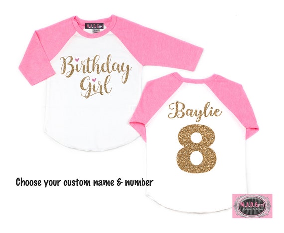 Birthday Girl Shirt, Girls Birthday Shirt, Personalized Birthday Shirt, Girls 8th Birthday Shirt, Eighth Birthday Shirt, Girls Raglan Shirt Il_570xn