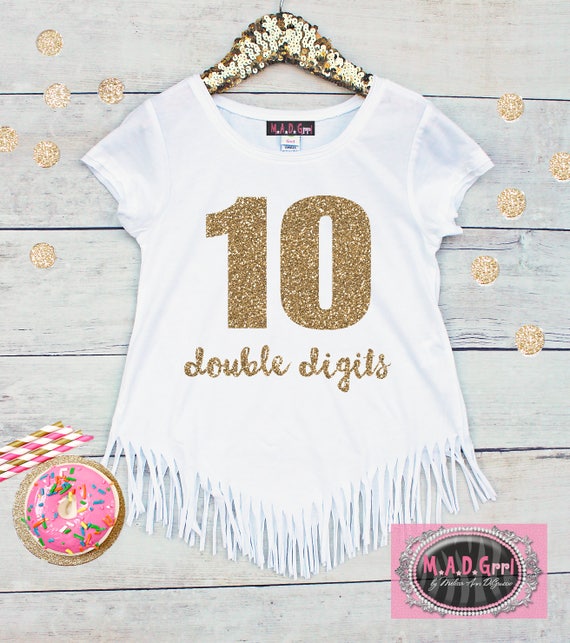 Girls 10th Birthday Shirt, Double Digits Shirt, Girls Birthday Shirt, Tenth Birthday, Birthday Girl Shirt Il_570xn