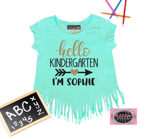 Kindergarten Shirt for Girls, First Day of School Shirt, Hello Kindergarten Shirt, Personalized Kindergarten, Back to School Il_570xn