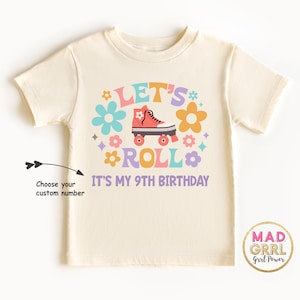 Roller Skate Birthday Shirt: Retro Rink Party, Custom Number