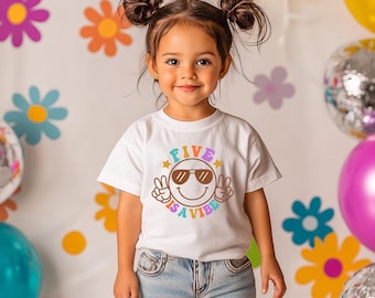 Groovy 5th Birthday Shirt Girl: Personalized Five is a Vibe Tee