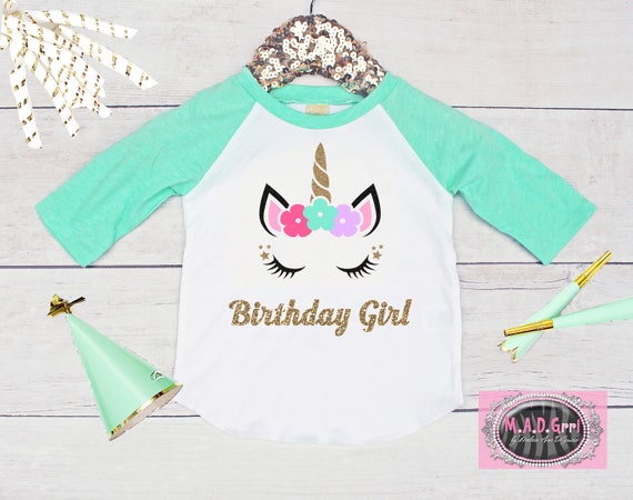 Unicorn Shirt, Birthday Girl Shirt, Unicorn Birthday Shirt, Girls Unicorn Shirt, Girls Raglan Shirt, Sixth Birthday, Girls Birthday Shirt Il_570xn