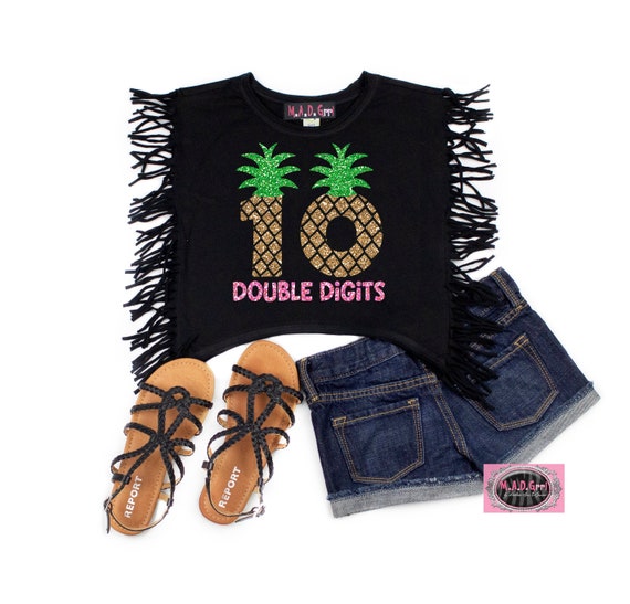 Pineapple Shirt for Girls, Double Digits Shirt, Pineapple Birthday Shirt, 10th Birthday Shirt, Girls Birthday Shirt Il_570xn