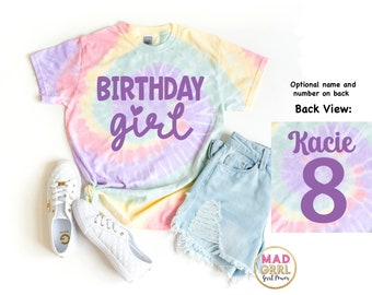 Birthday Girl Shirt, Personalized Tie Dye Shirt, Personalized Birthday Shirt, Rainbow Tie Dye Shirt, Personalized shirt for kids