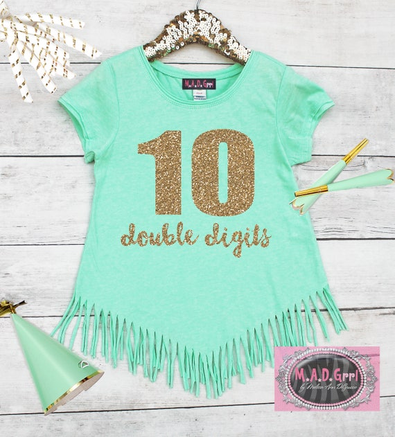 Girls 10th Birthday Shirt, Double Digits Shirt, Girls Birthday Shirt, Tenth Birthday, Birthday Girl Shirt Il_570xn