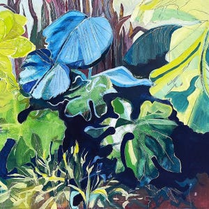 Wenskaart van origineel aquarelschilderij; 'Bodham-bananen', door Jennie Picton