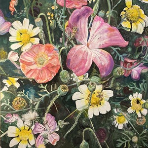 Wenskaart van origineel schilderij; 'Bodham Wildflowers', door Jennie Picton