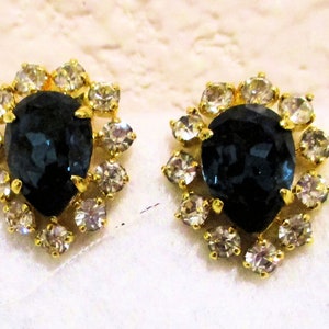 Faux SAPPHIRE and RHINESTONE Clip Earring