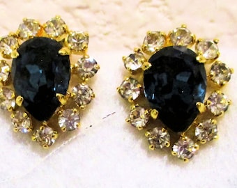 Faux SAPPHIRE and RHINESTONE Clip Earring