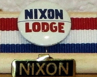 NIXON LODGE 1960 Campaign Pin, Campaign Button, set of 2