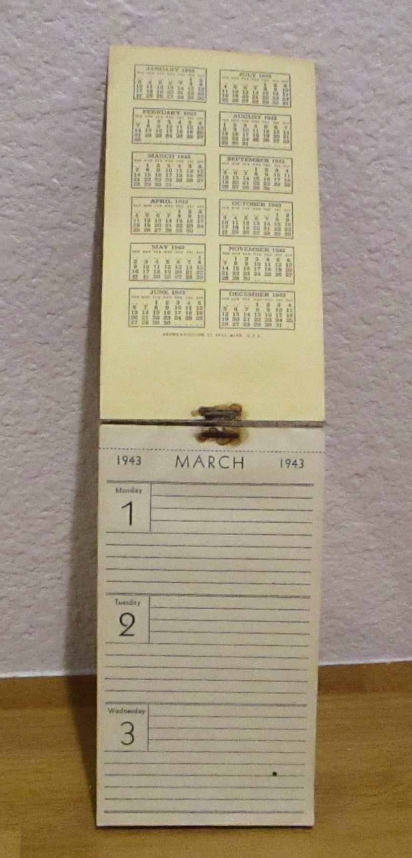 MARCH 1943 POCKET CALENDAR, Original Calendar Not a Reproduction - Etsy
