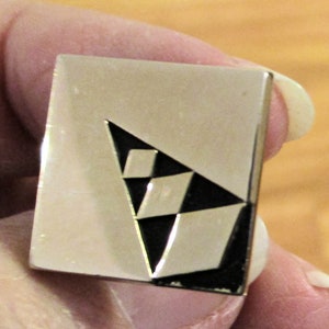 Vintage Silver and Black Cuff Links and Tie Bar, Midcentury Cuff Links and Tie Bar, Vintage 1960s