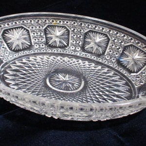 Glass Serving Dish Boat Shaped with Handles 1940s